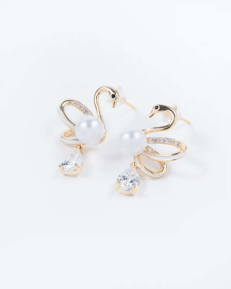 NYU NYU Graceful Swan Drop Earrings - Image 2