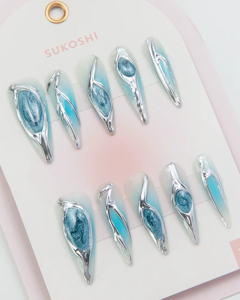 SUKOSHI Handmade Press-On Nails Chrome Frost