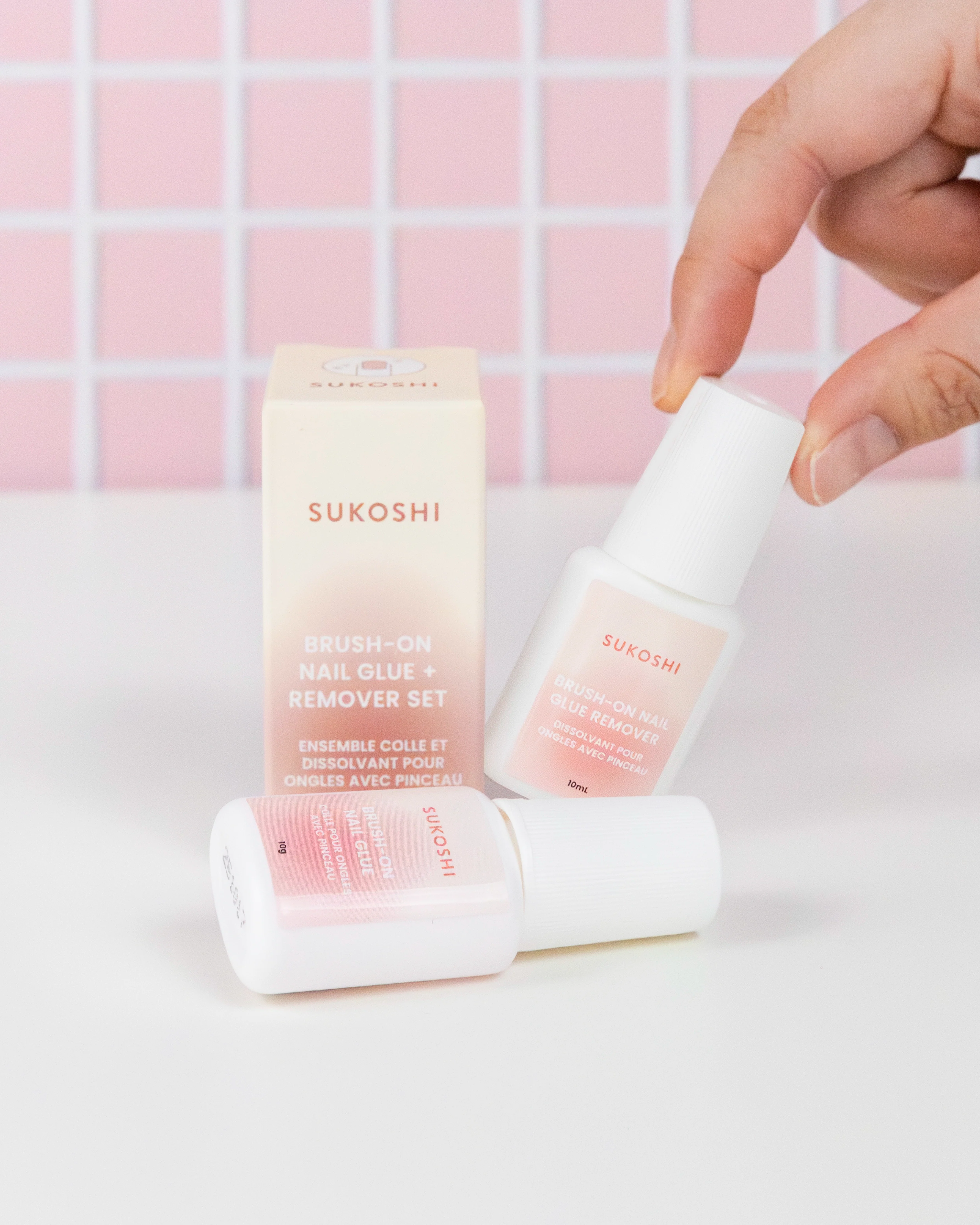 SUKOSHI Brush-On Nail Glue and Remover Set
